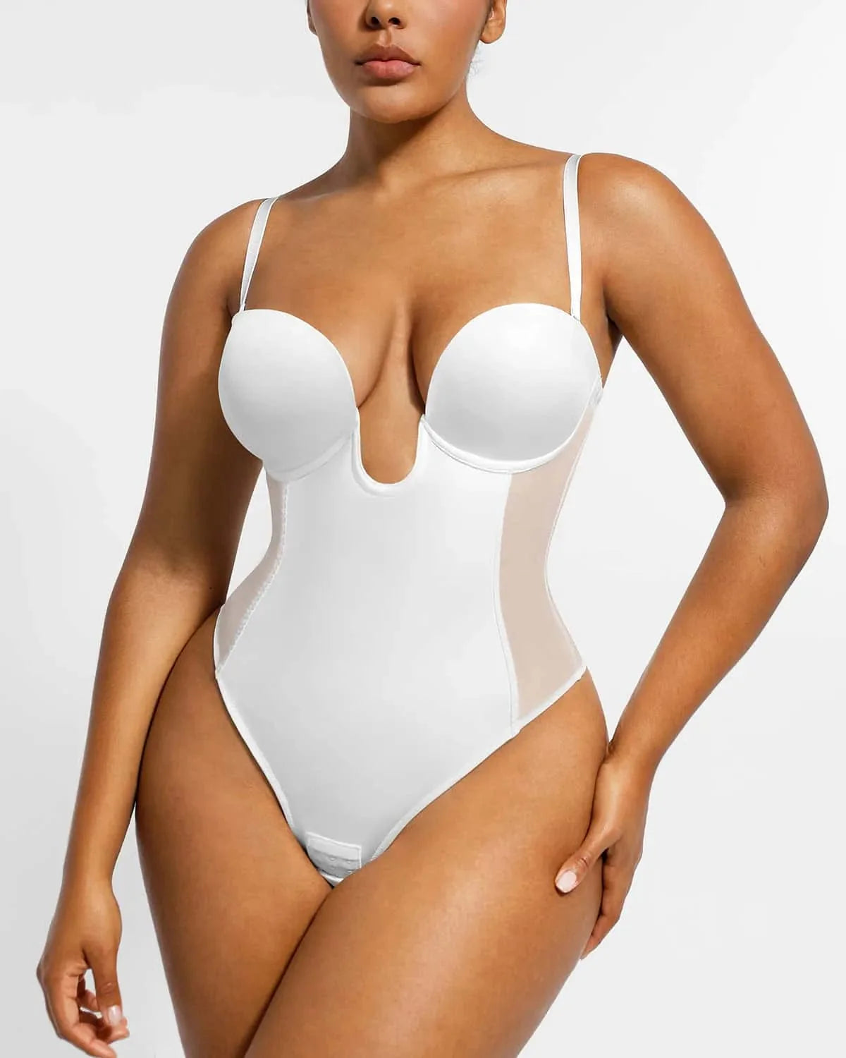 Serene Cove™ | AirSlim® Deep Plunge Low-Back Thong Bodysuit