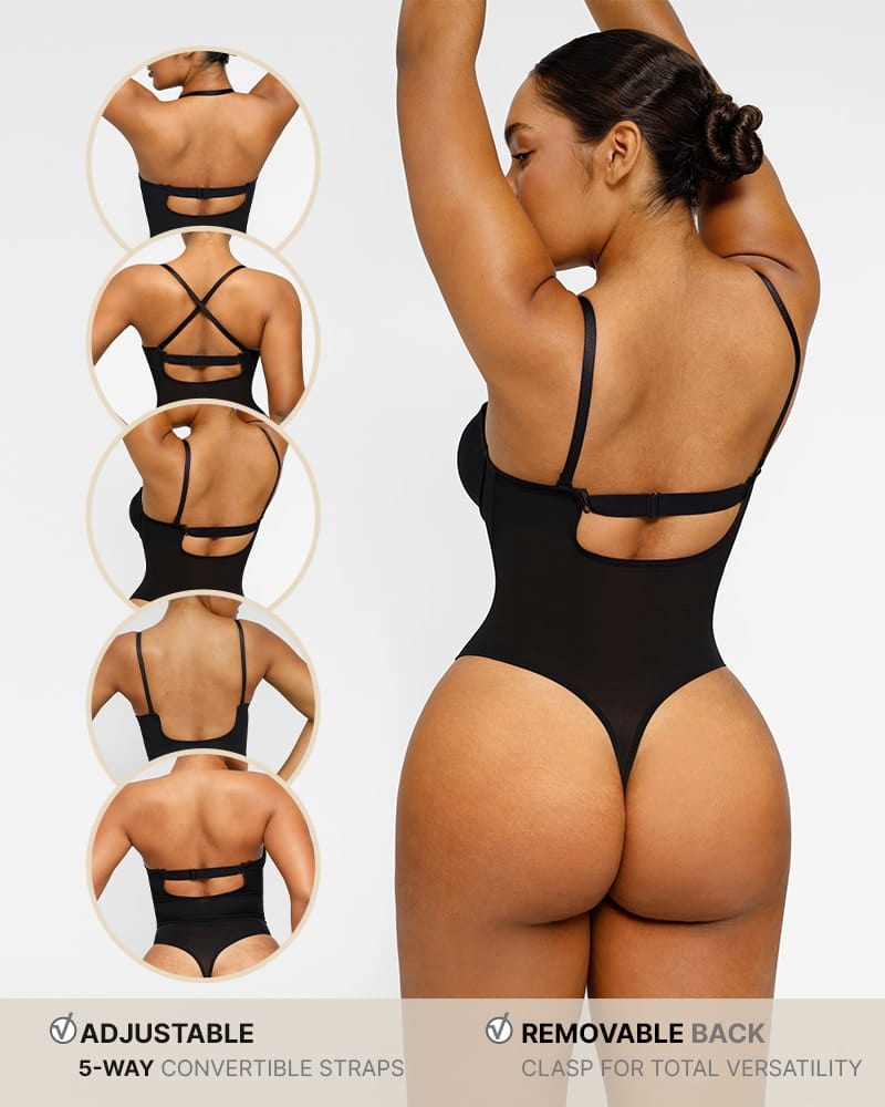 Serene Cove™ | AirSlim® Deep Plunge Low-Back Thong Bodysuit