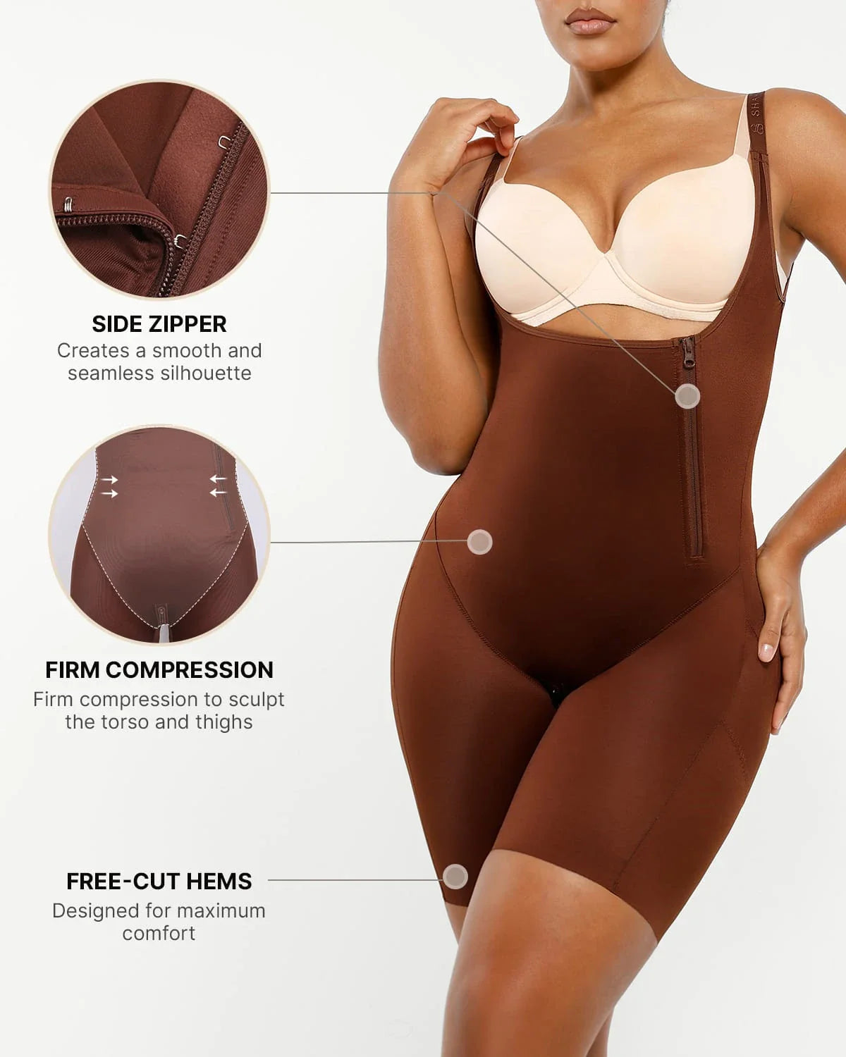Serene Cove™ | AirSlim® Open Bust Butt-Lifting Full Bodysuit