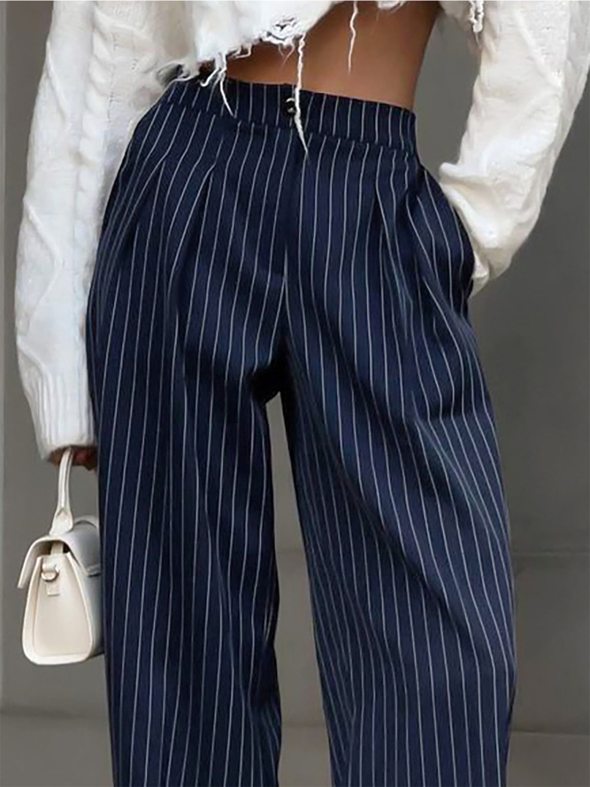 Serene Cove™ | Pinstripe Pleated Wide-Leg Pants