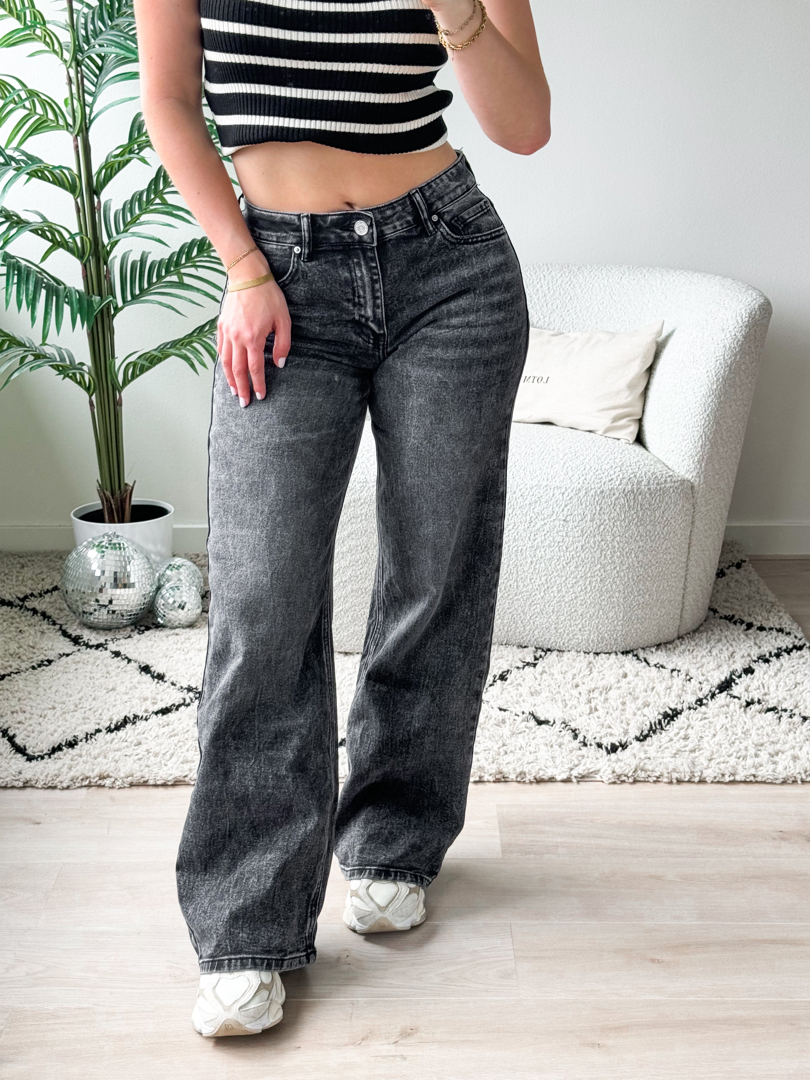 Serene Cove™ | Stretch - Maya wide jeans dark grey