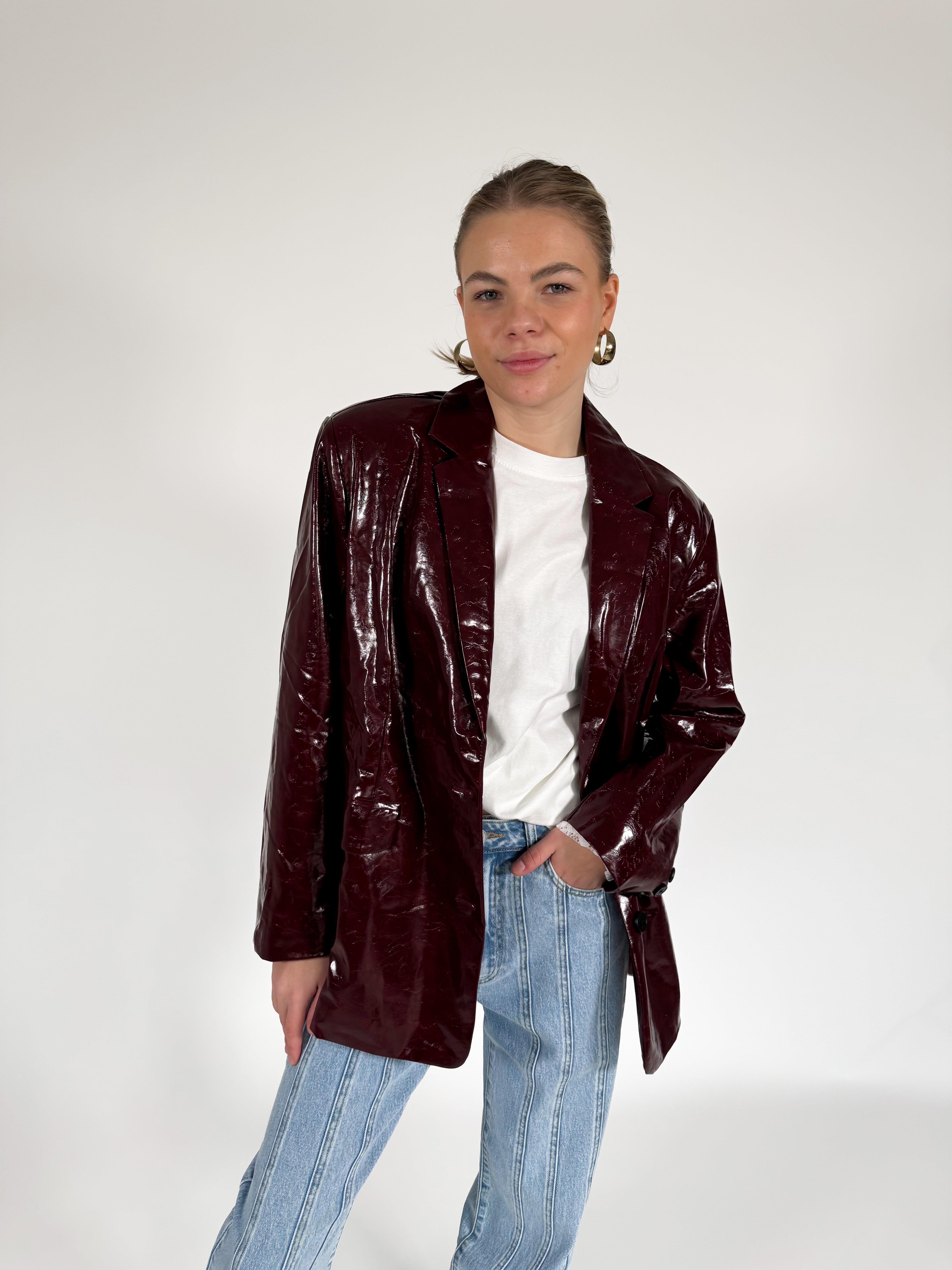 Serene Cove™ | Leather blazer bordeaux