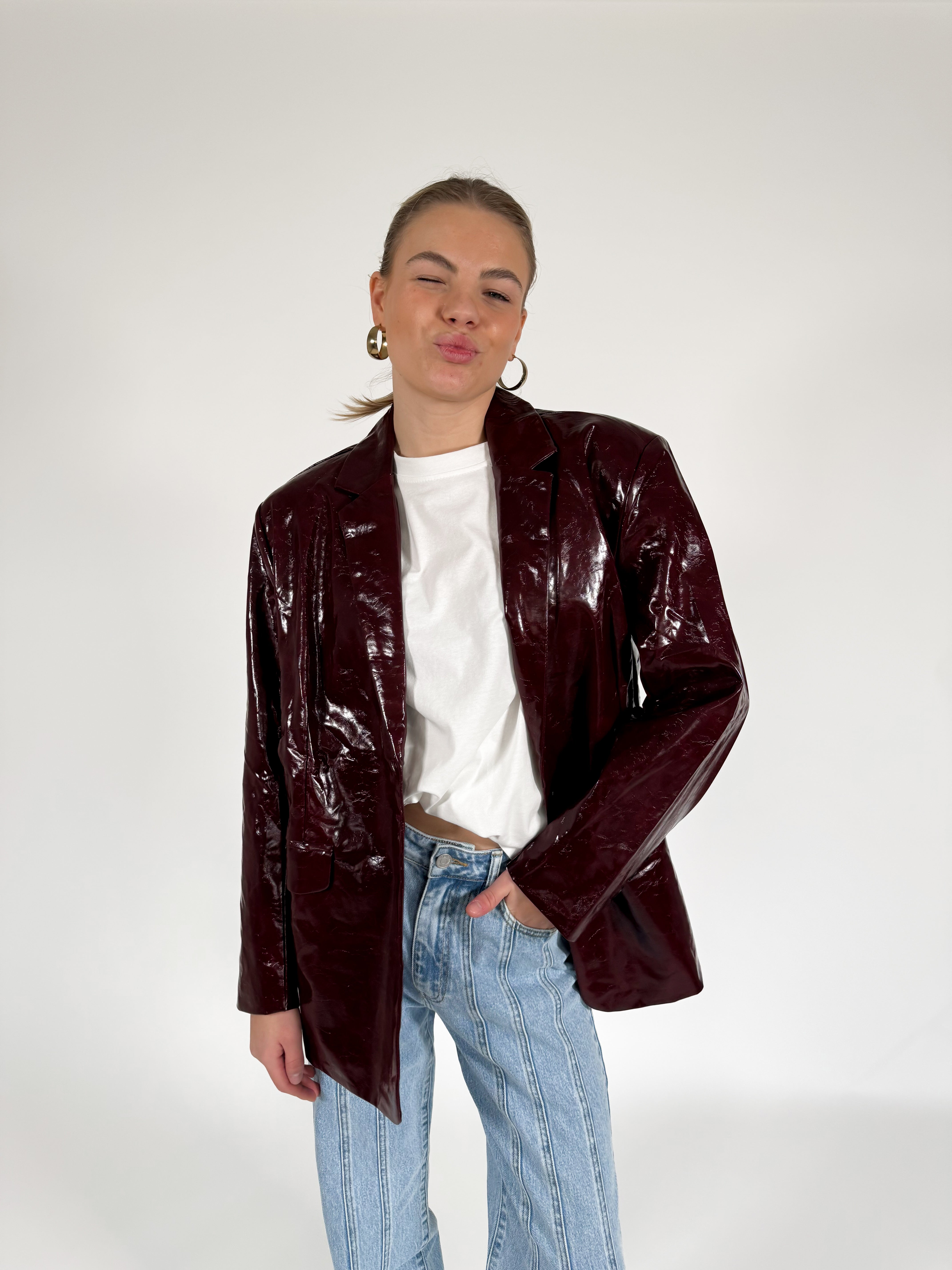 Serene Cove™ | Leather blazer bordeaux