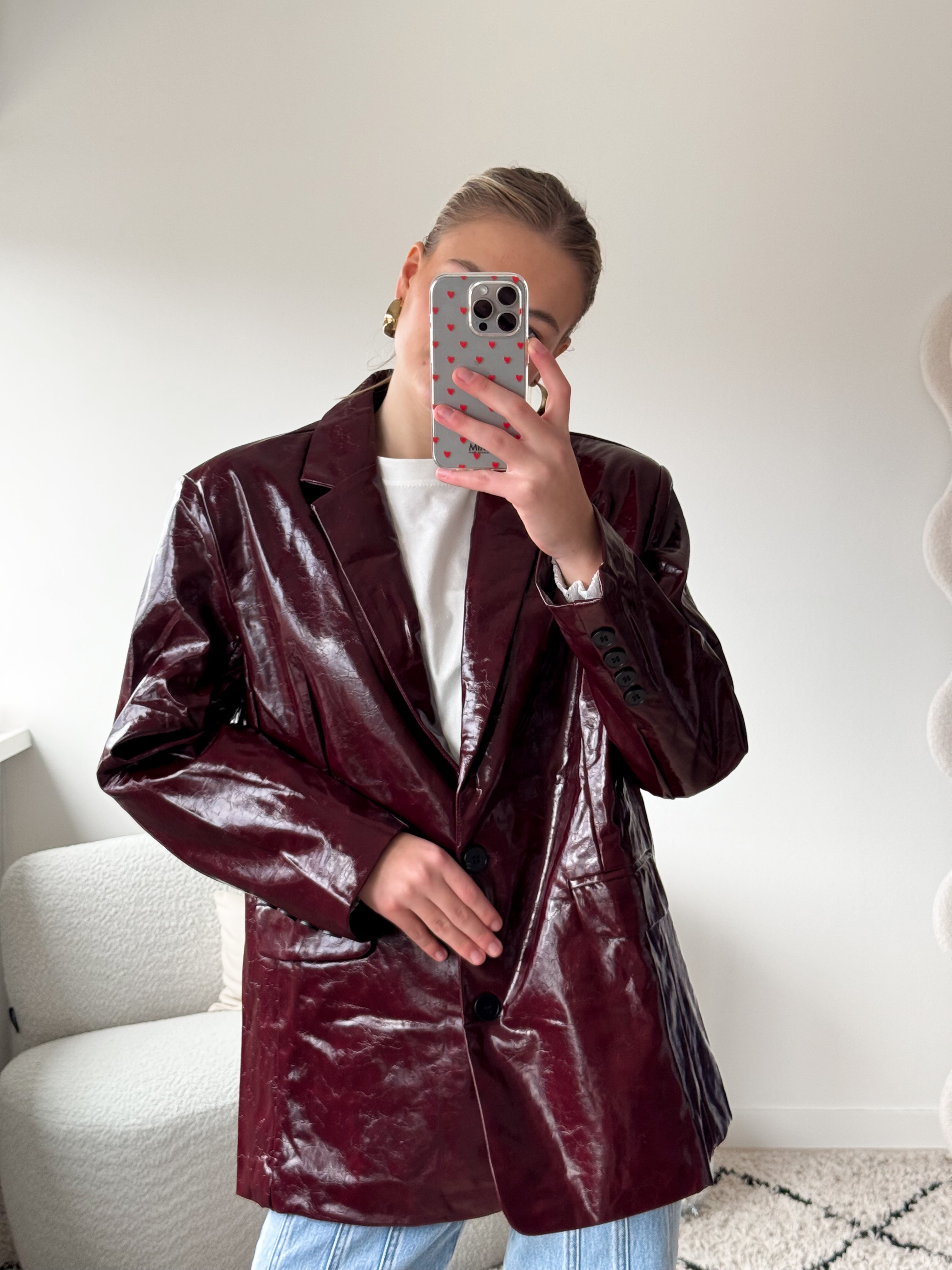 Serene Cove™ | Leather blazer bordeaux