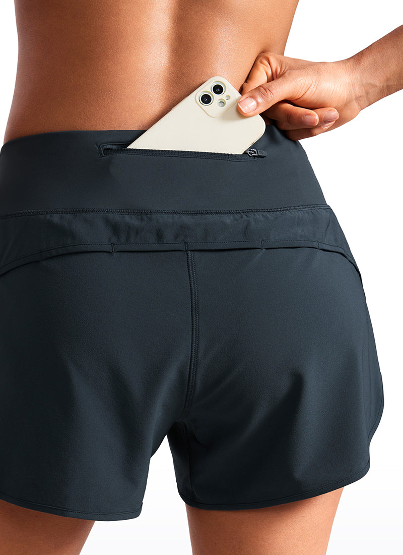 Serene Cove™ | Feathery-Fit Zachte Mid-Rise Gevoerde Korte Broek met Achter Rits Zak 4''