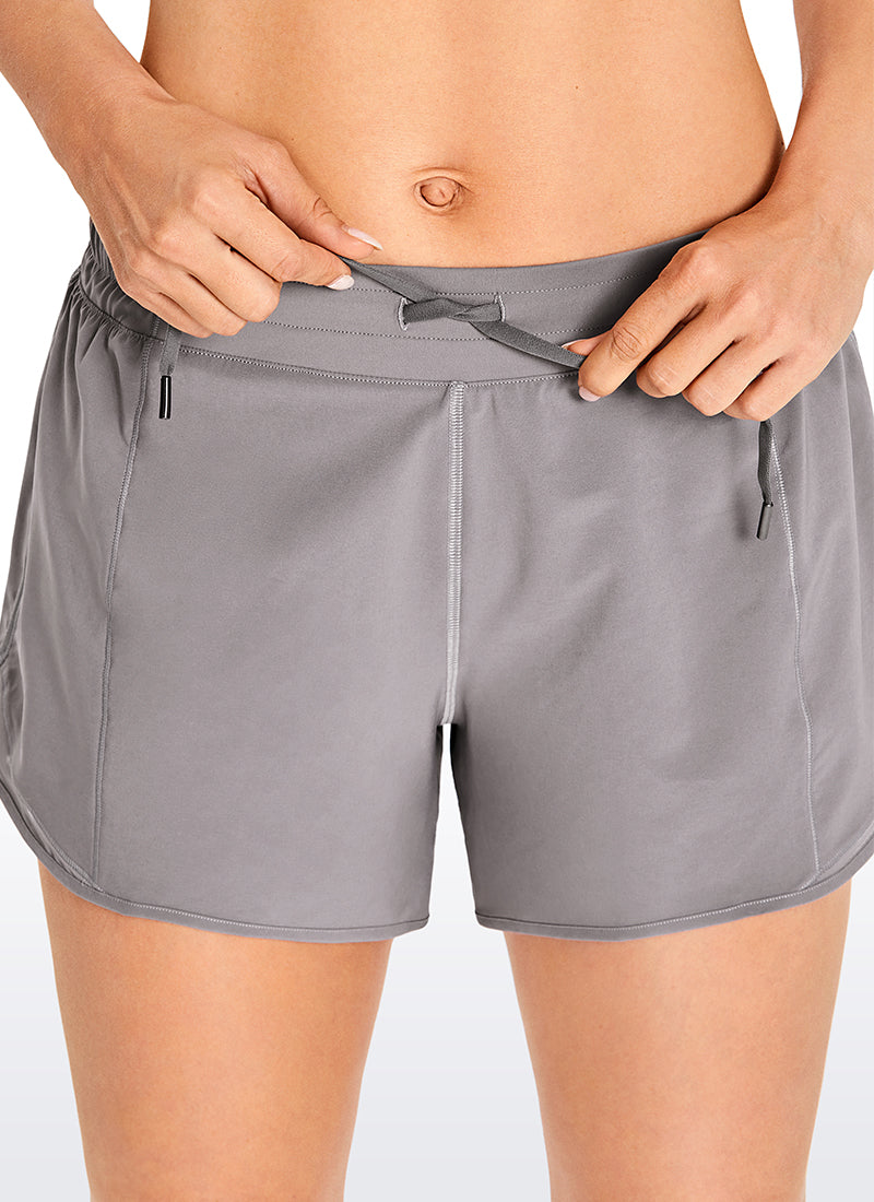 Serene Cove™ | Feathery-Fit Mid-Rise Gevoerde Korte Broek met Koord 4''