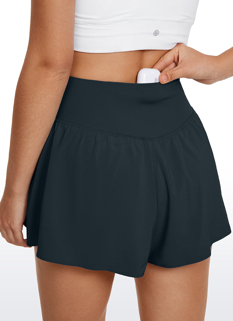 Serene Cove™ | Feathery-Fit Zachte 2 in 1 Flowy High Waisted Shorts - V Cross Waist