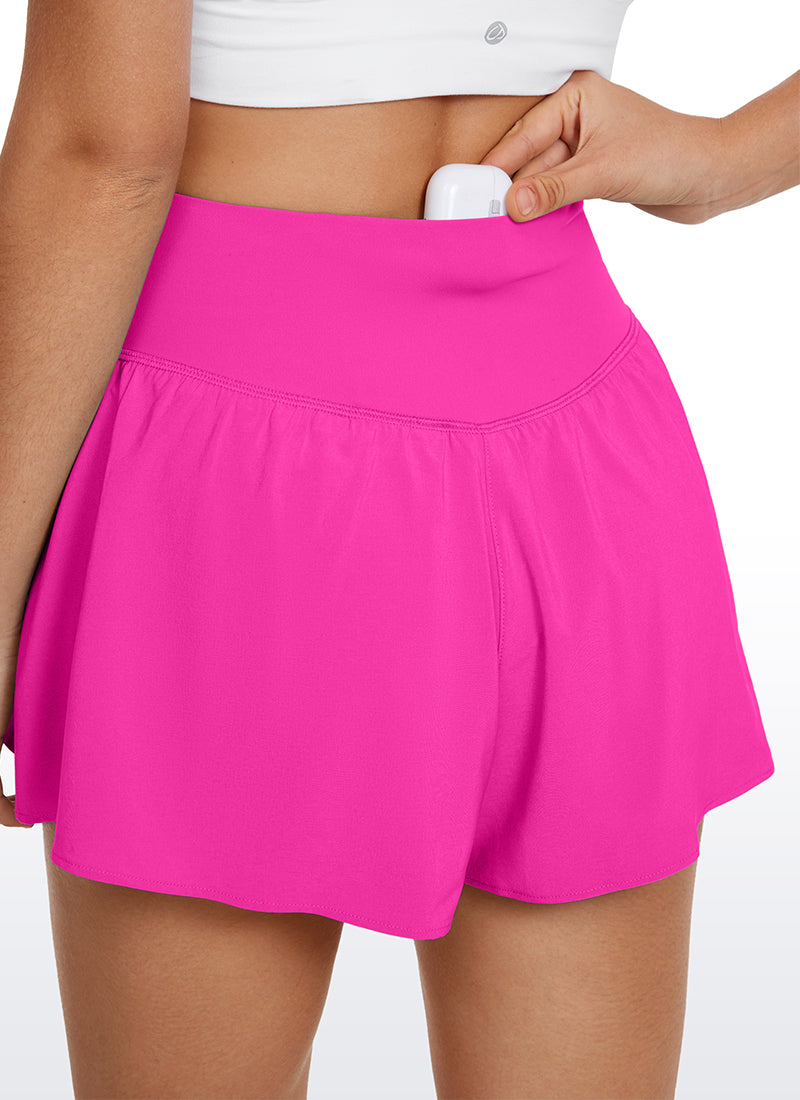 Serene Cove™ | Feathery-Fit Zachte 2 in 1 Flowy High Waisted Shorts - V Cross Waist