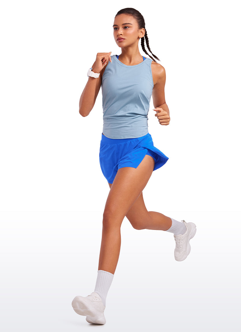 Serene Cove™ | Feathery-Fit Zachte Split Dolphin Mesh Liner Shorts met hoge taille 2,5''.