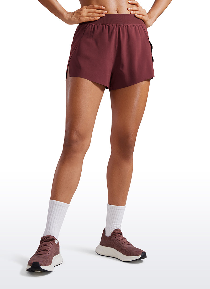 Serene Cove™ | Feathery-Fit Zachte Split Dolphin Mesh Liner Shorts met hoge taille 2,5''.