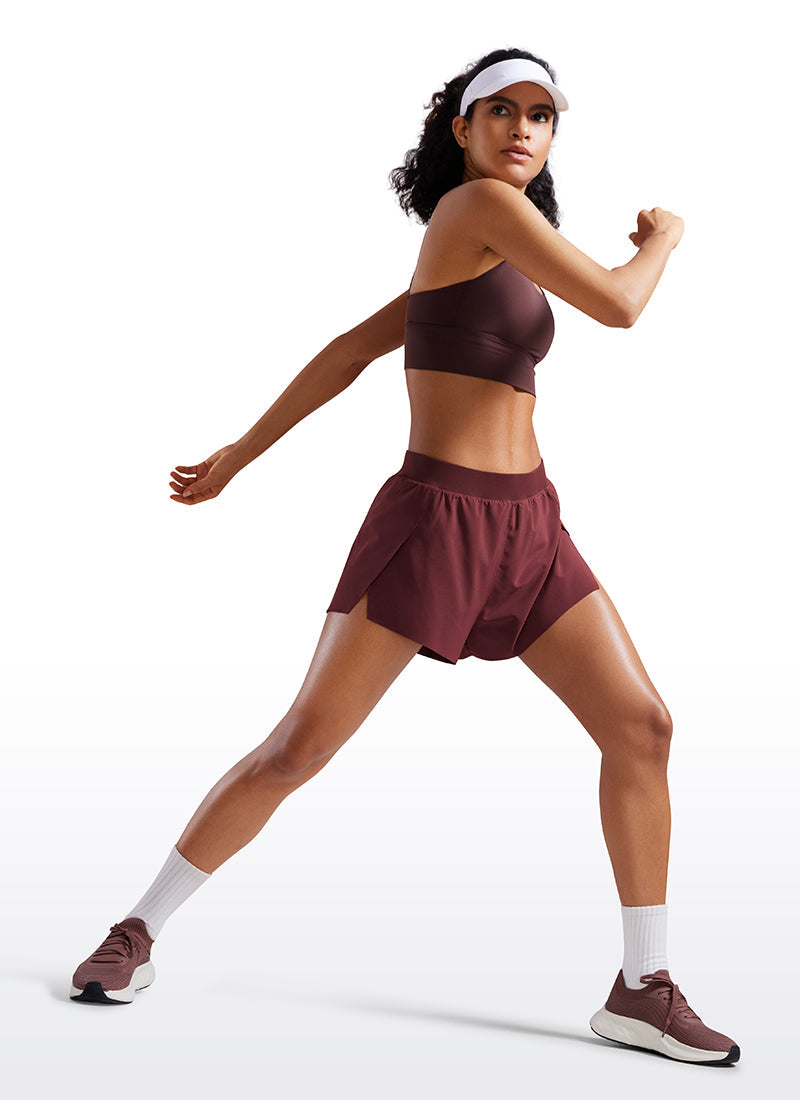 Serene Cove™ | Feathery-Fit Zachte Split Dolphin Mesh Liner Shorts met hoge taille 2,5''.