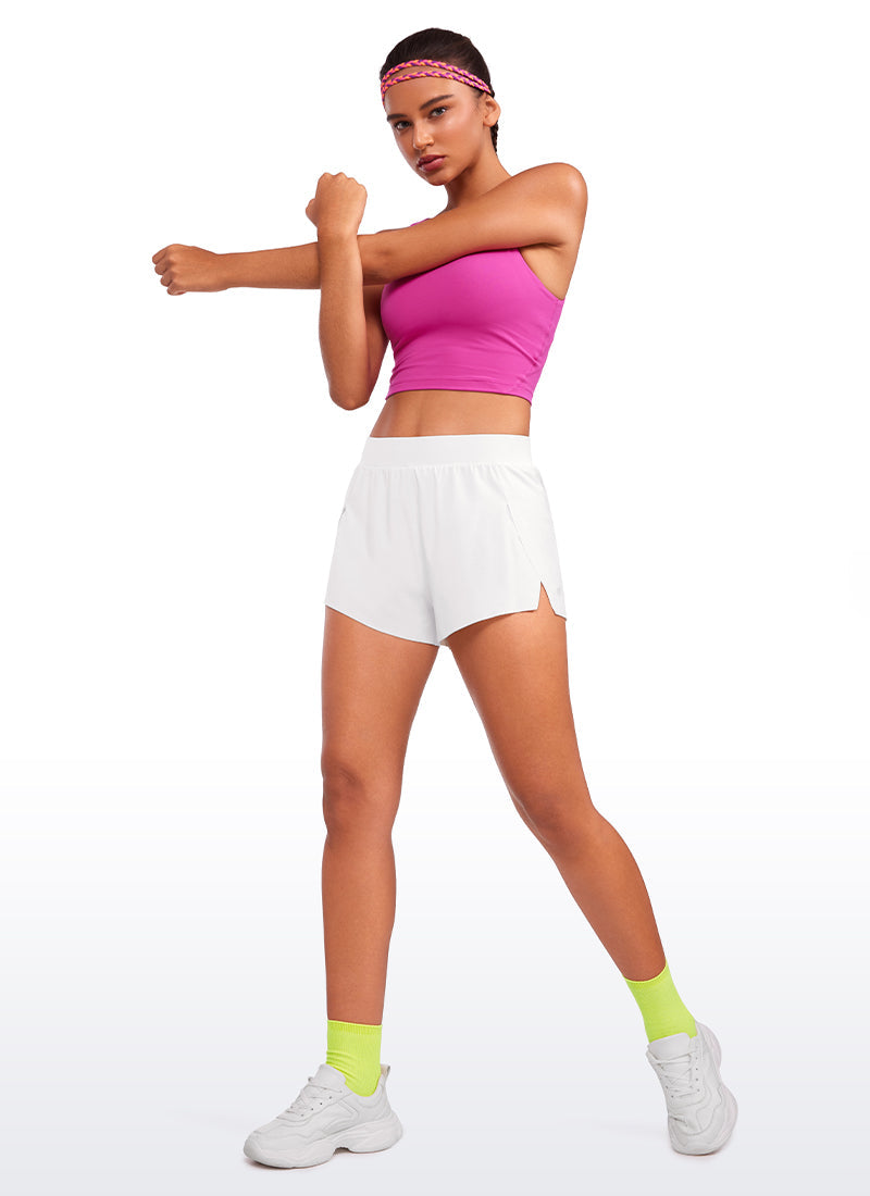 Serene Cove™ | Feathery-Fit Zachte Split Dolphin Mesh Liner Shorts met hoge taille 2,5''.