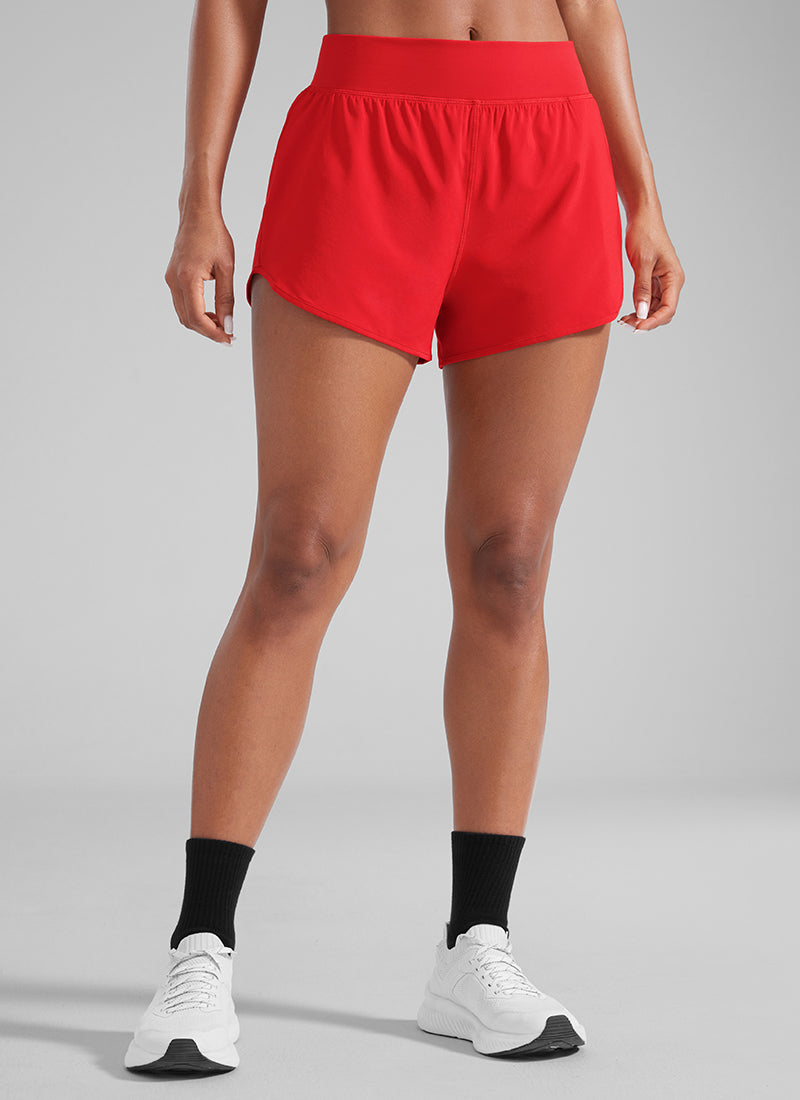 Serene Cove™ | Feathery-Fit Zachte Mid Waisted Korte Broek 3" met Rits Zakken Voering