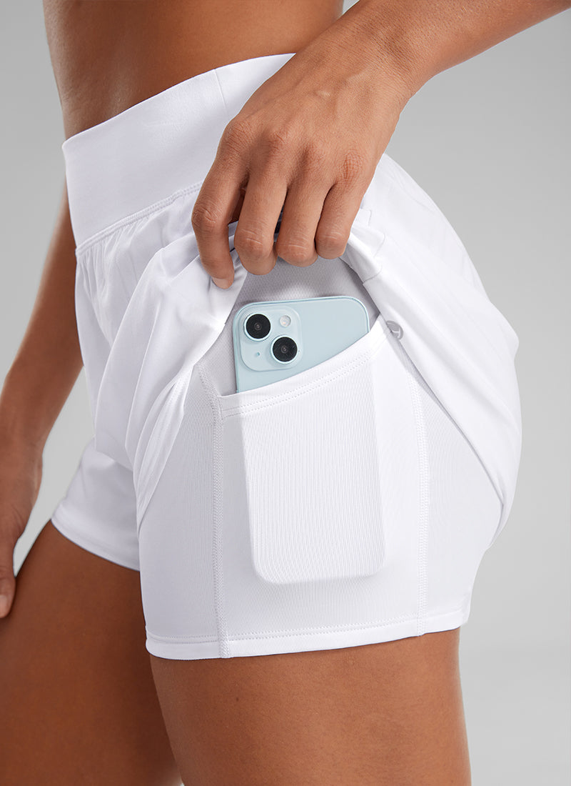 Serene Cove™ | Feathery-Fit Zachte High Waisted 2 in 1 Hardloopshort met Zakken met Ritssluiting 3 "