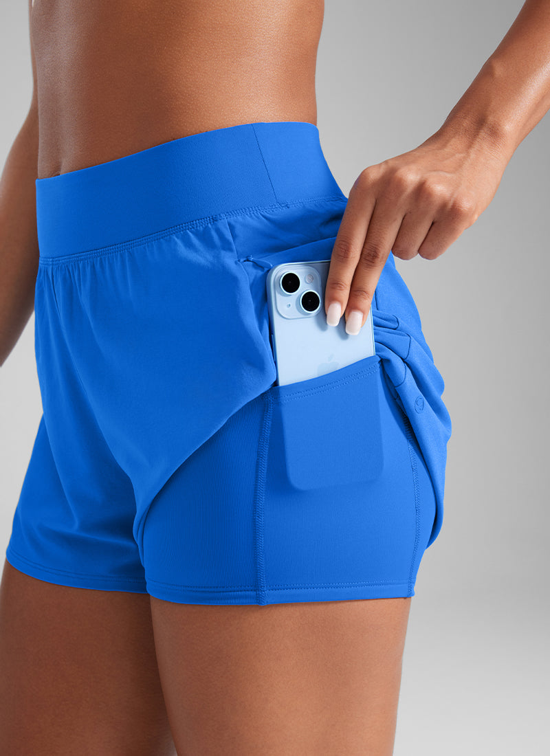 Serene Cove™ | Feathery-Fit Zachte High Waisted 2 in 1 Hardloopshort met Zakken met Ritssluiting 3 "