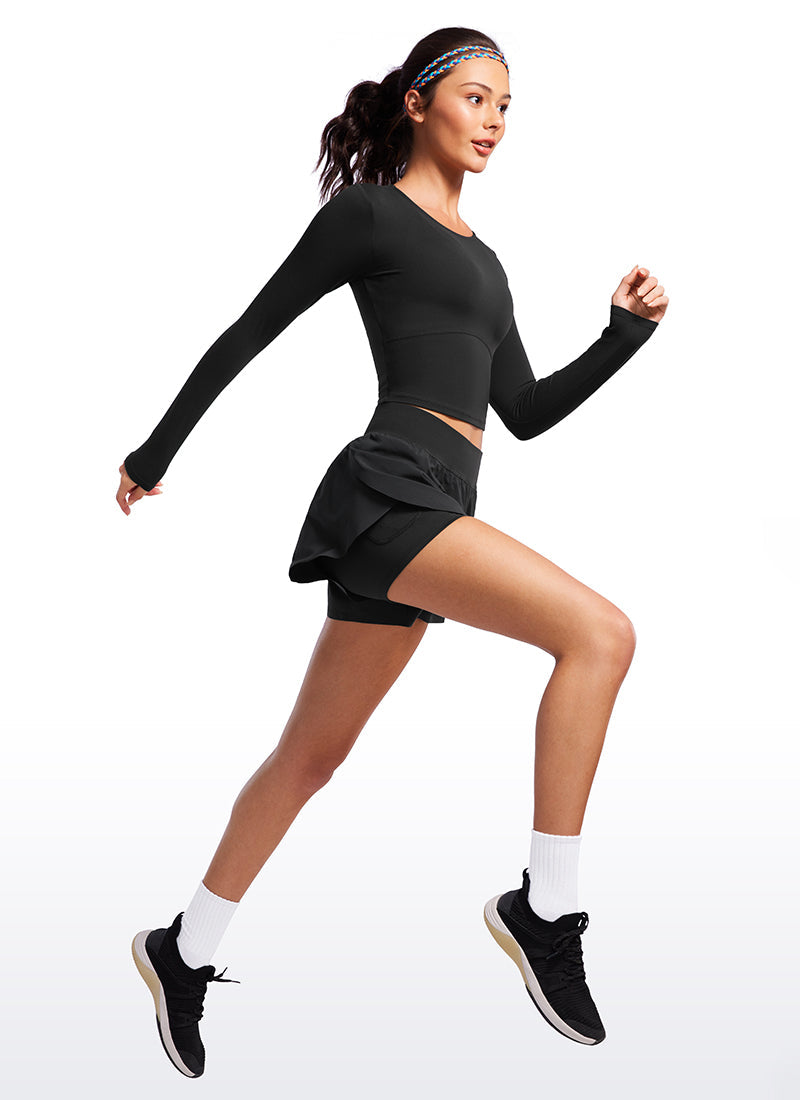 Serene Cove™ | Feathery-Fit Zachte 2 in 1 dolfijnenshort met hoge taille 3''