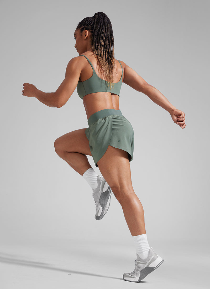 Serene Cove™ | Feathery-Fit Zachte Mid Rise Dolfijn Gevoerde Shorts 4''