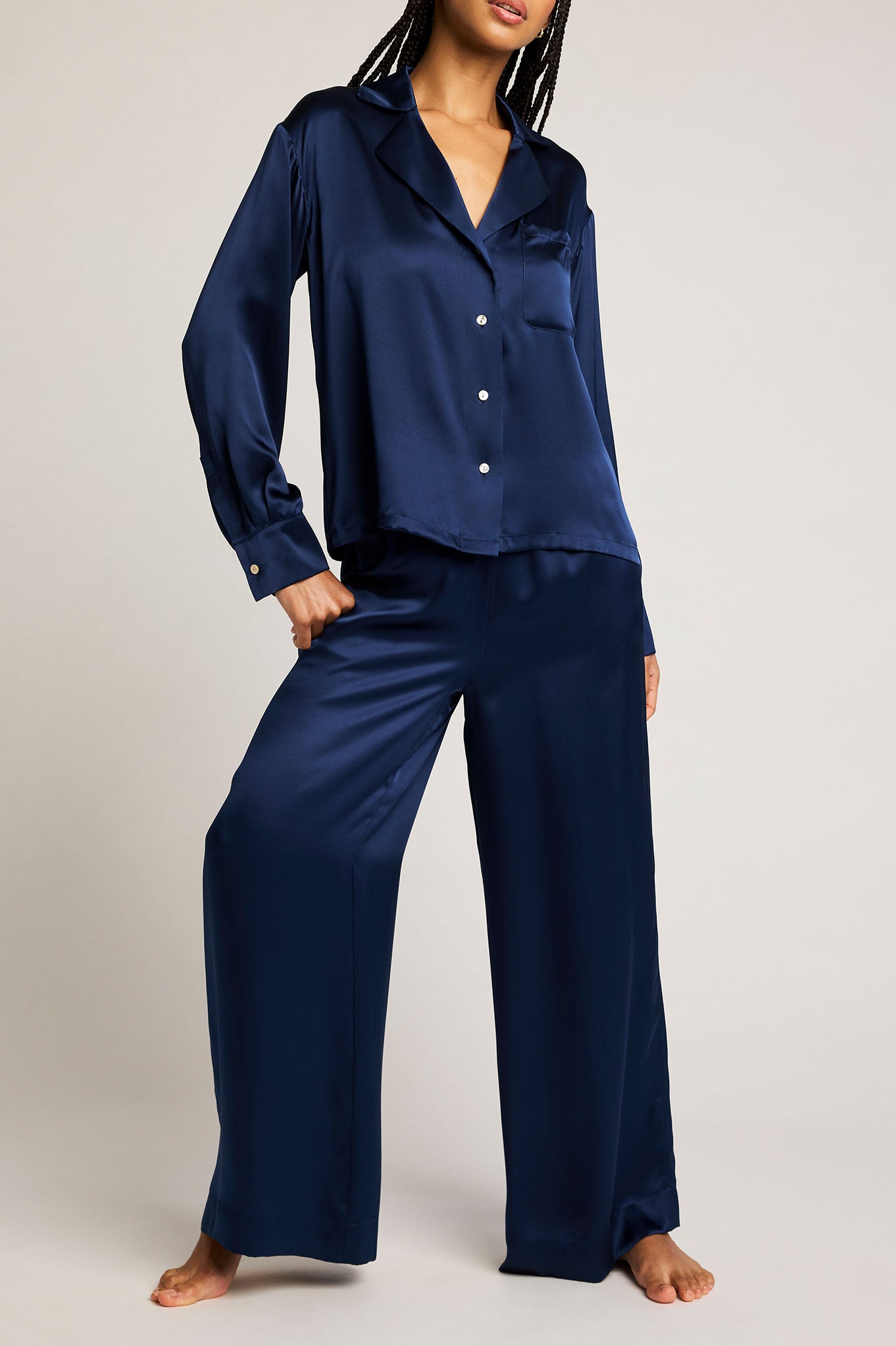 Serene Cove™ | Eclipse zijden overhemd in marine