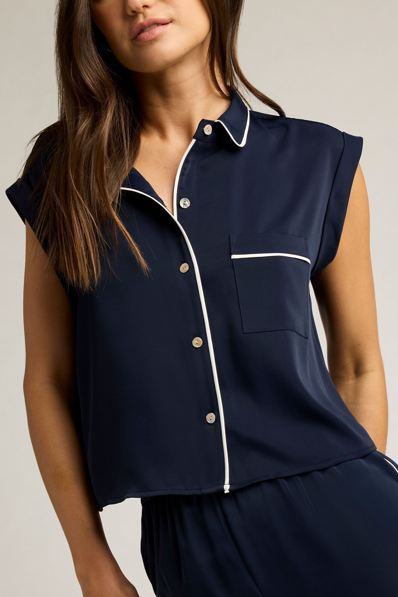 Serene Cove™ | Supreme Shirt met Korte Mouw in Navy