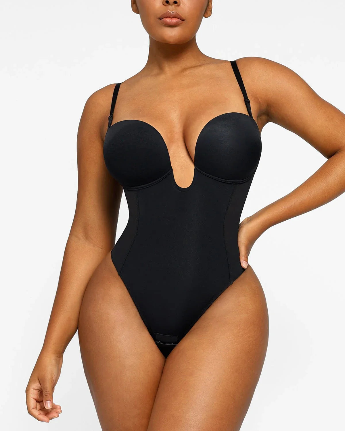 Serene Cove™ | AirSlim® Deep Plunge Low-Back Thong Bodysuit