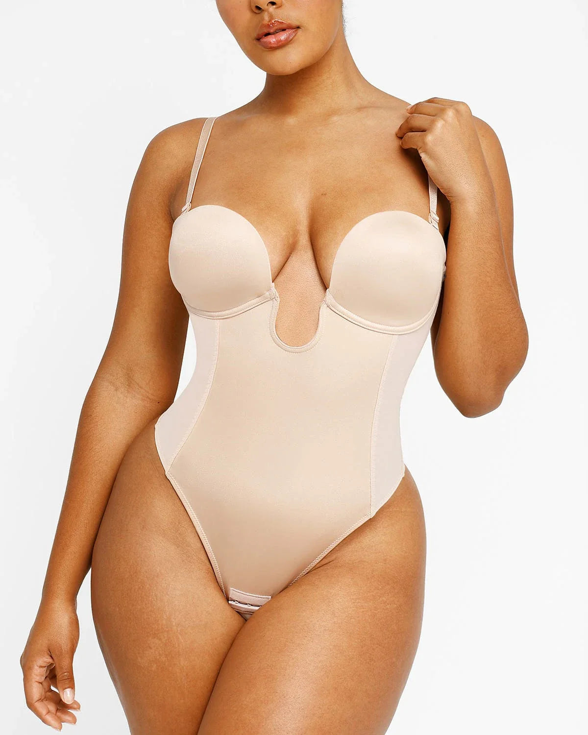 Serene Cove™ | AirSlim® Deep Plunge Low-Back Thong Bodysuit