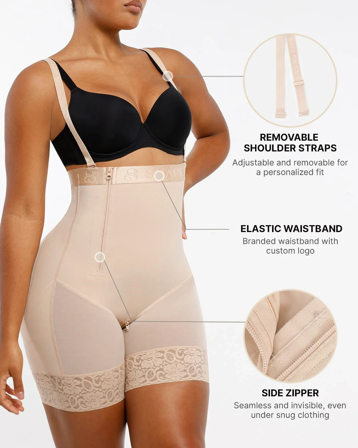 Serene Cove™ | AirSlim® Firm Tummy Compression Bodysuit Shaper With Butt Lifter