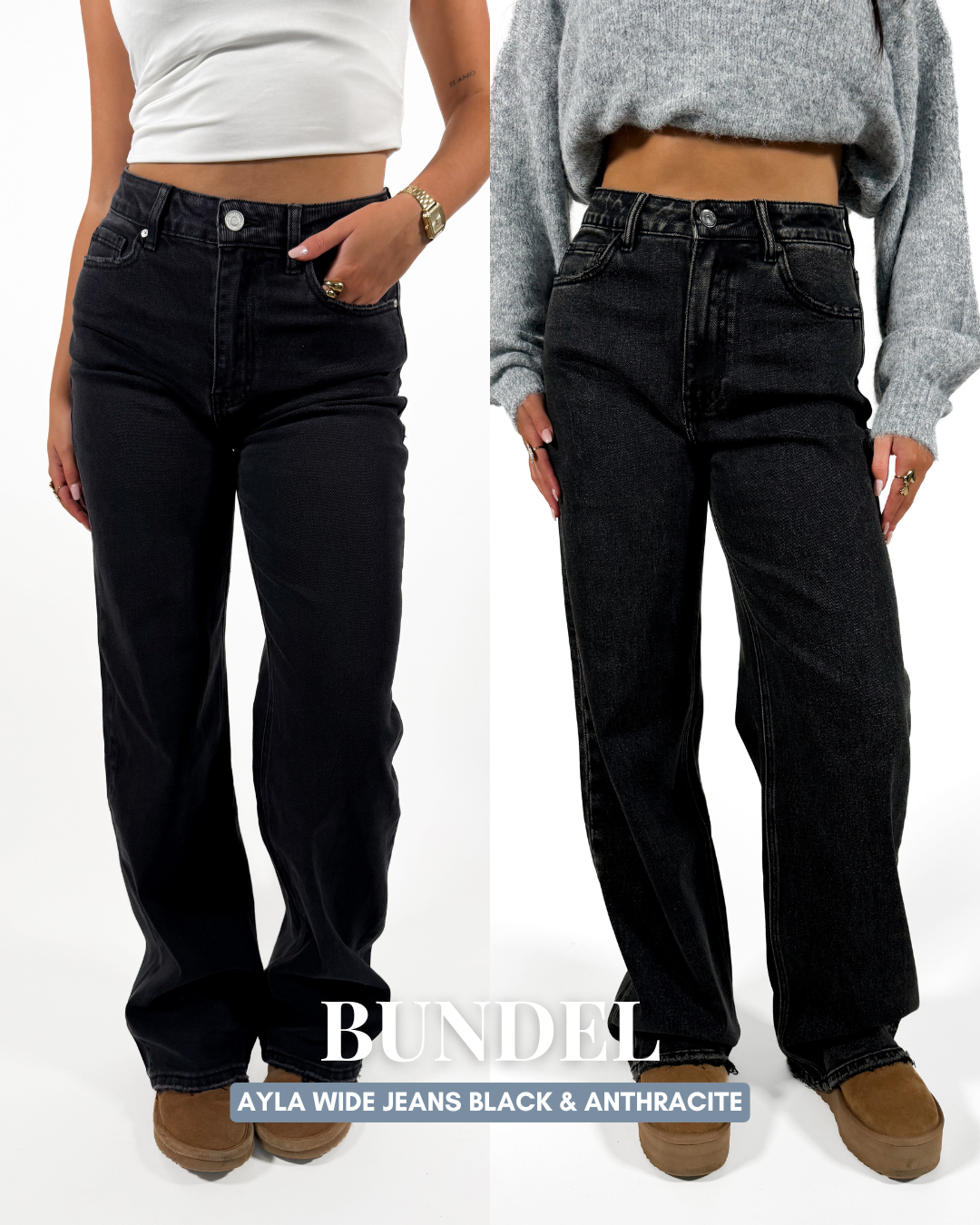 Serene Cove™ | BUNDEL - Ayla wide jeans black & anthracite