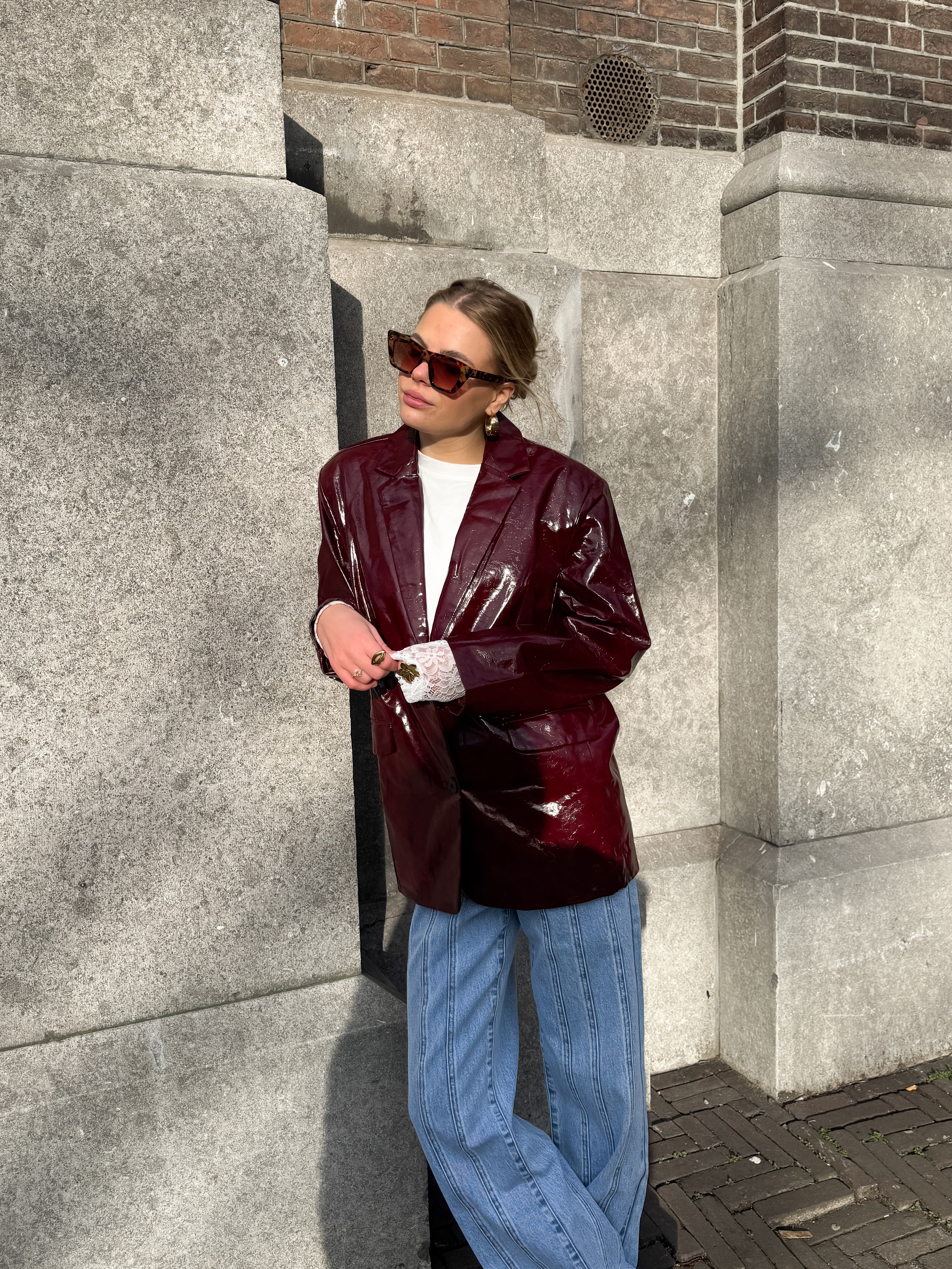 Serene Cove™ | Leather blazer bordeaux