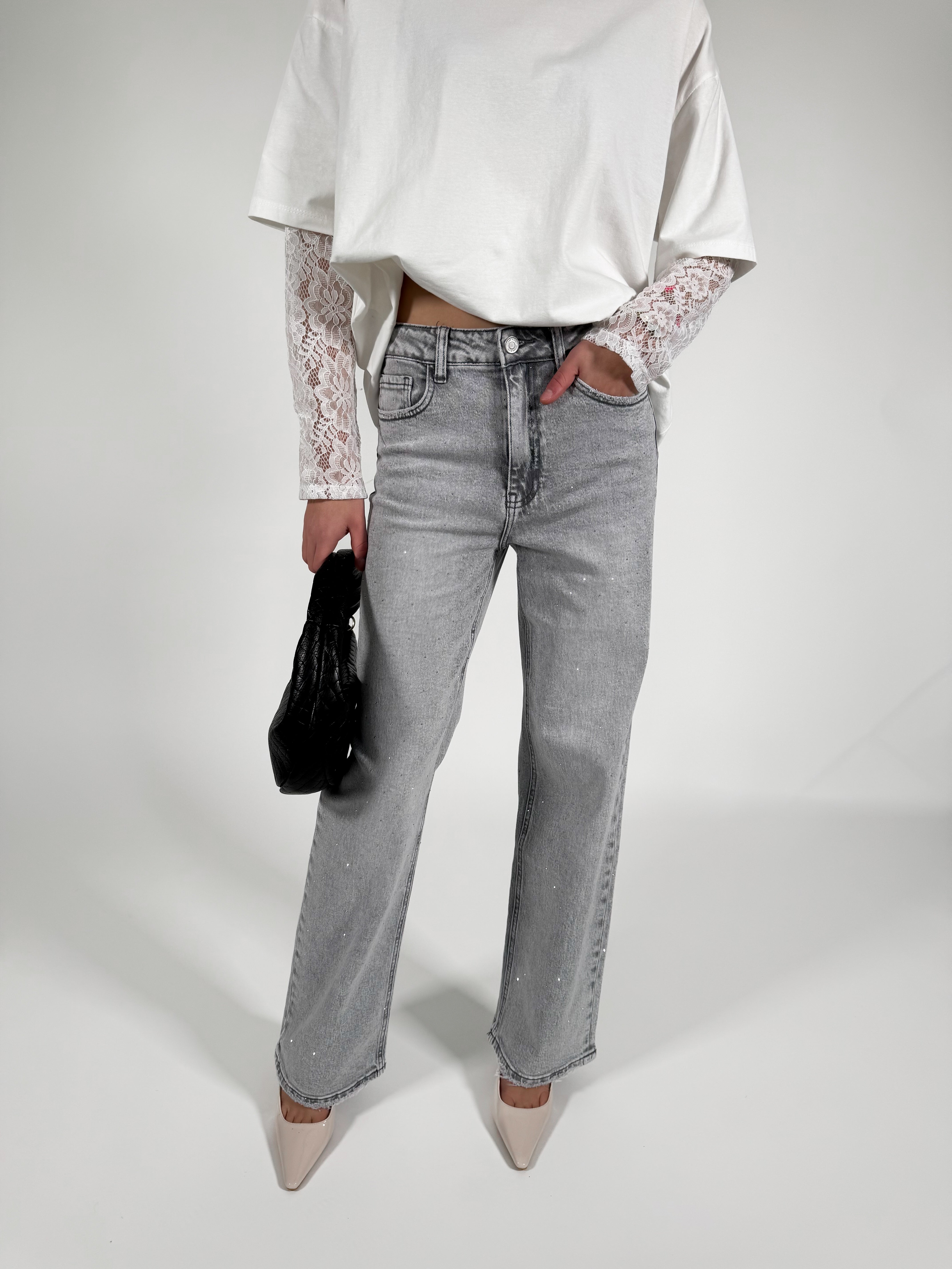 Serene Cove™ | Stretch - Macey wide jeans light grey