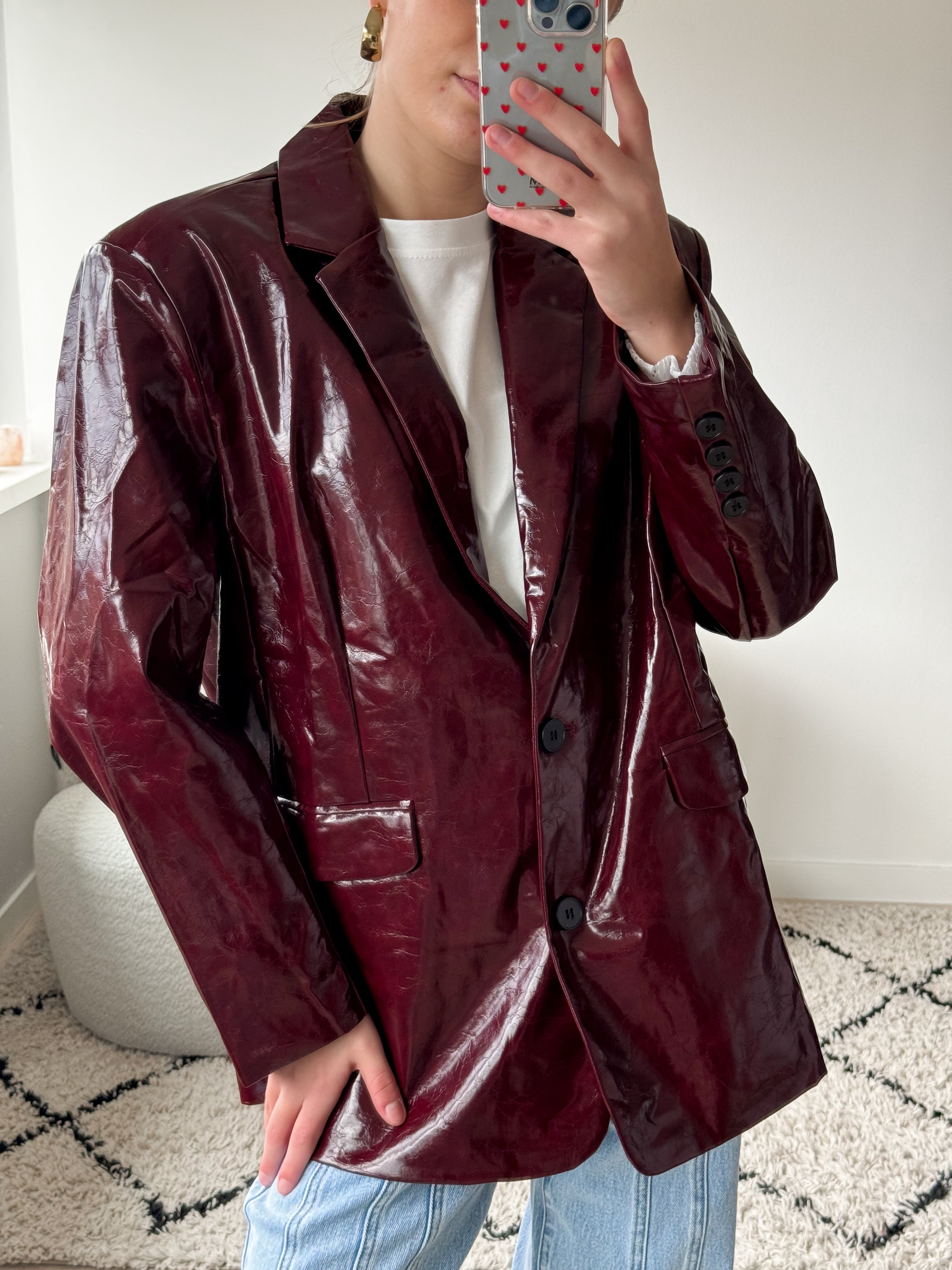Serene Cove™ | Leather blazer bordeaux