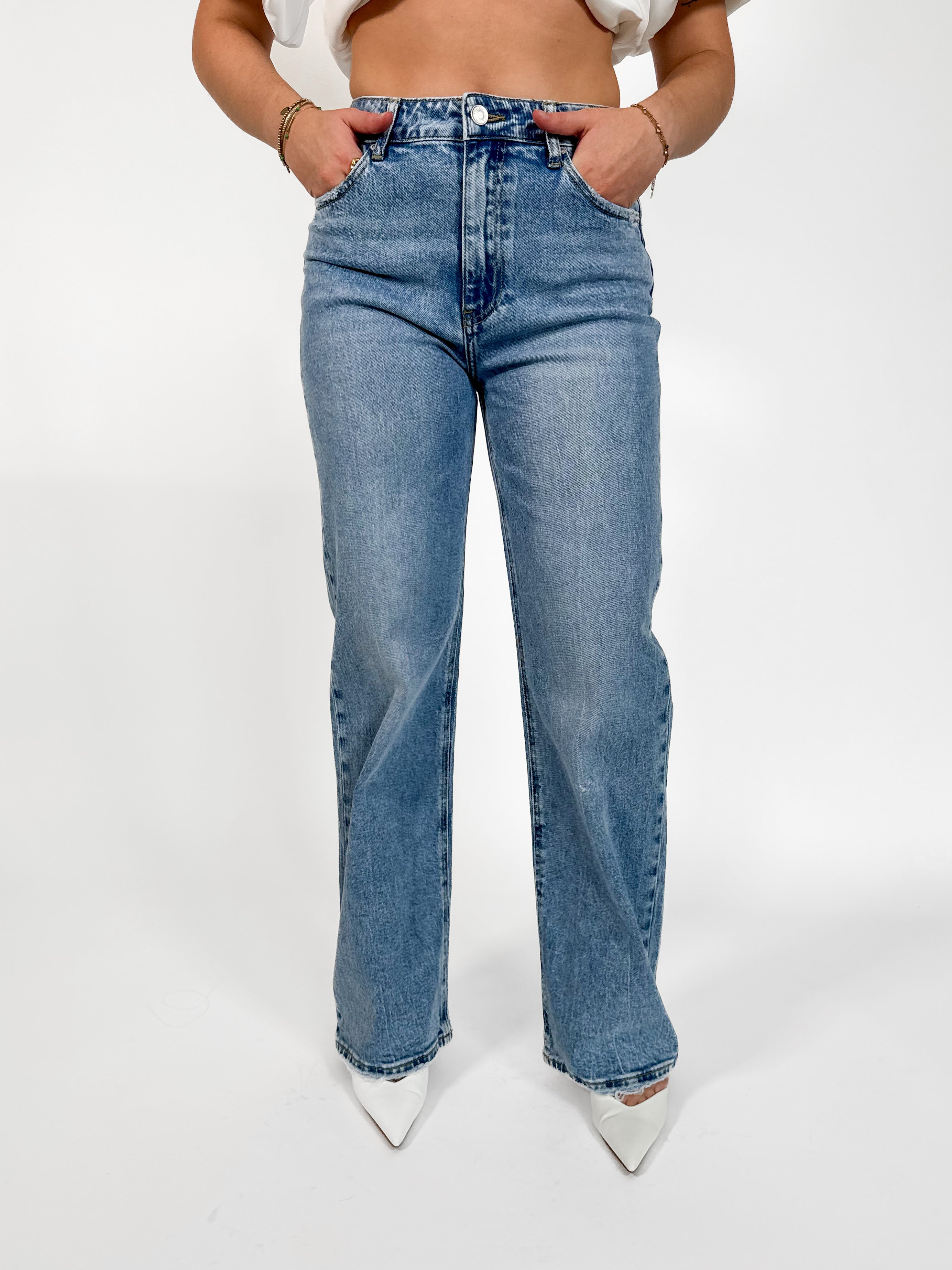 Serene Cove™ | Stretch - Ayla wide jeans washed mid denim