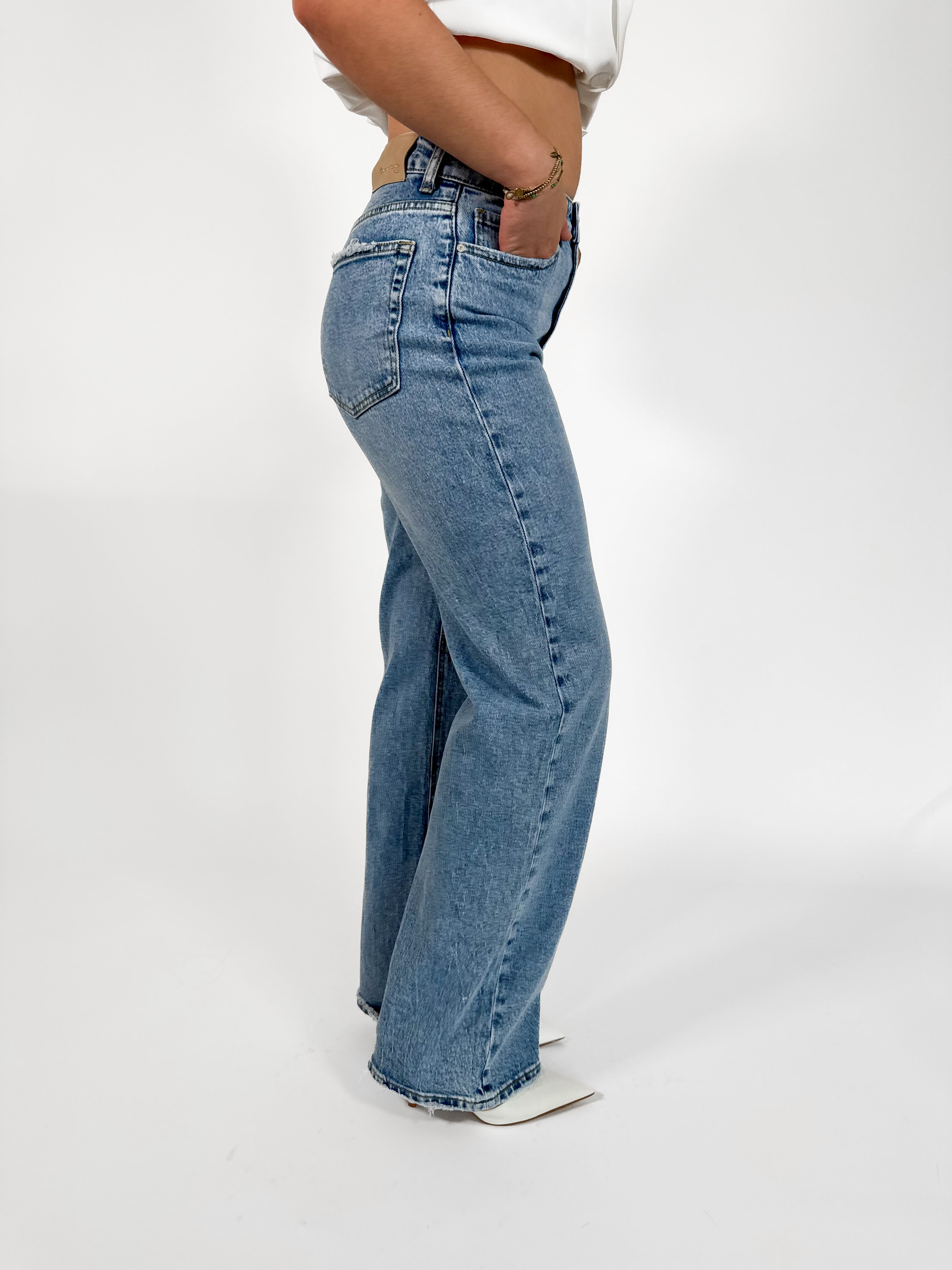 Serene Cove™ | Stretch - Ayla wide jeans washed mid denim