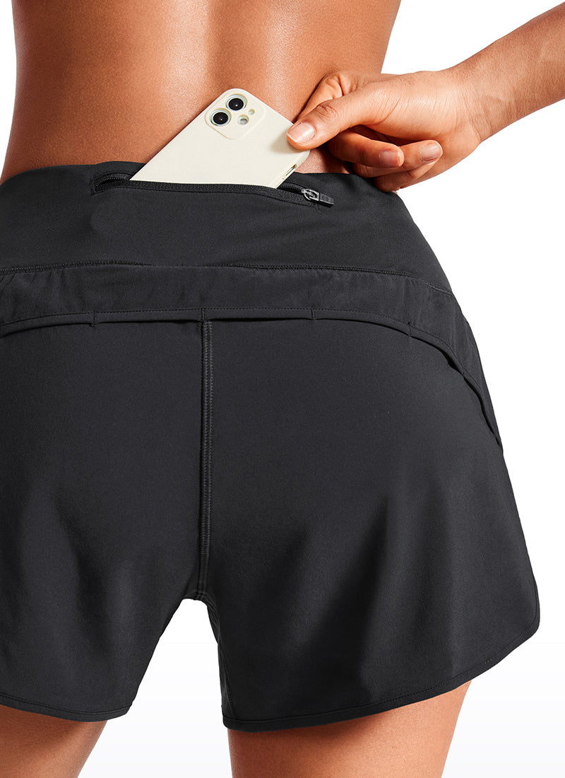 Serene Cove™ | Feathery-Fit Zachte Mid-Rise Gevoerde Korte Broek met Achter Rits Zak 4''