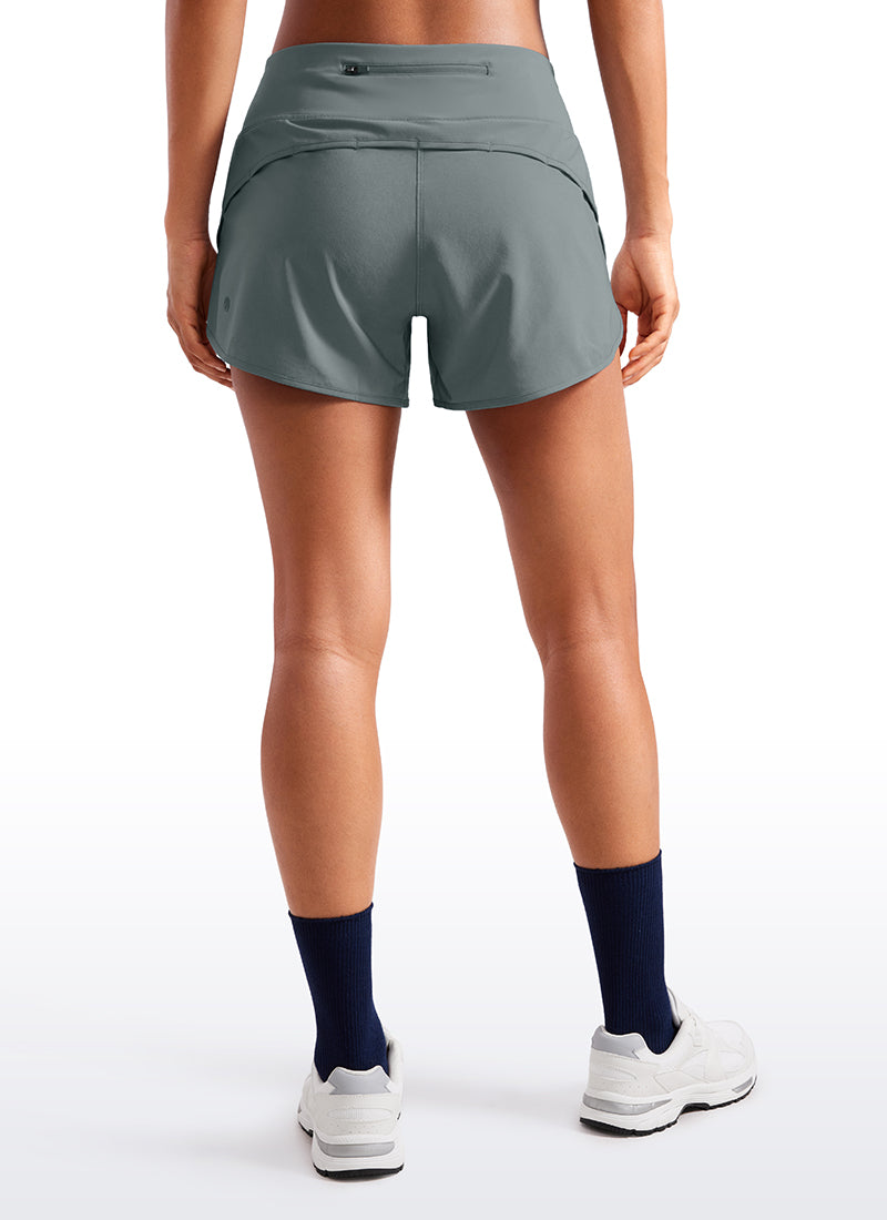 Serene Cove™ | Feathery-Fit Zachte Mid-Rise Gevoerde Korte Broek met Achter Rits Zak 4''