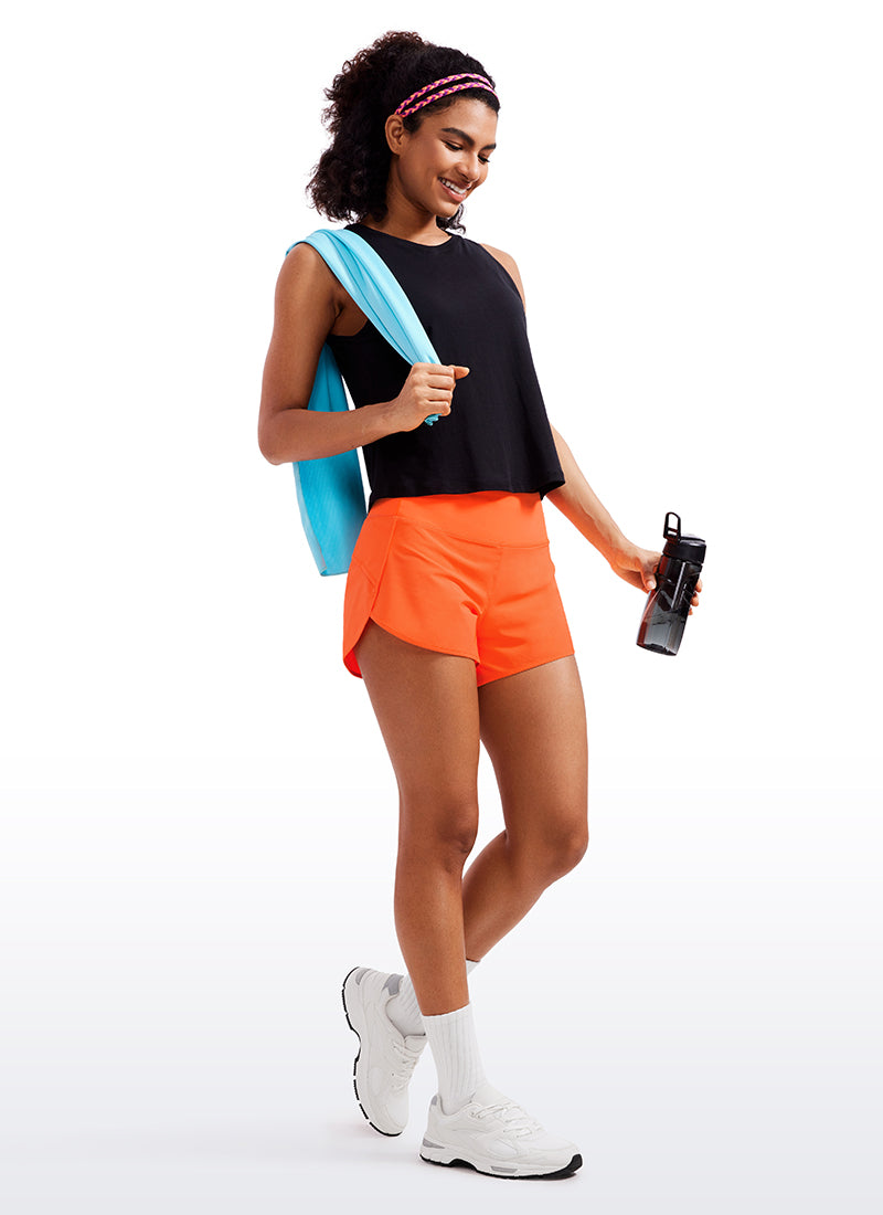 Serene Cove™ | Feathery-Fit Zachte Mid-Rise Gevoerde Korte Broek met Achter Rits Zak 4''