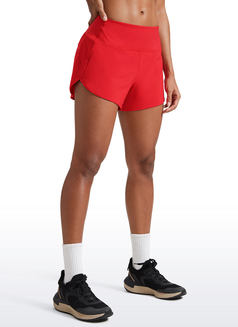 Serene Cove™ | Feathery-Fit Zachte Mid-Rise Gevoerde Korte Broek met Achter Rits Zak 4''