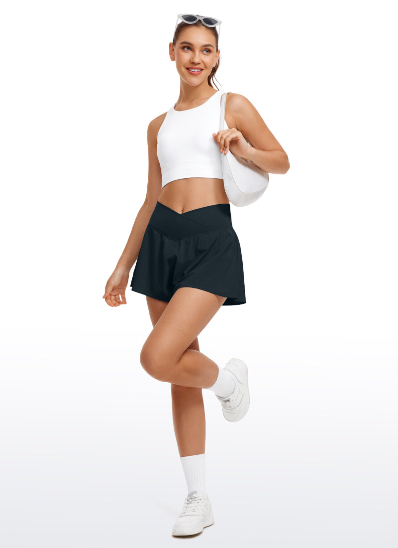 Serene Cove™ | Feathery-Fit Zachte 2 in 1 Flowy High Waisted Shorts - V Cross Waist