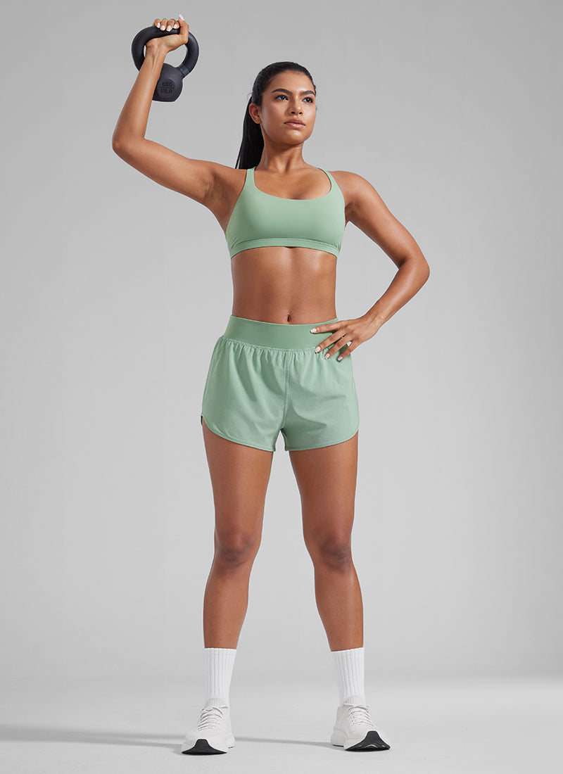 Serene Cove™ | Feathery-Fit Zachte Mid Waisted Korte Broek 3" met Rits Zakken Voering