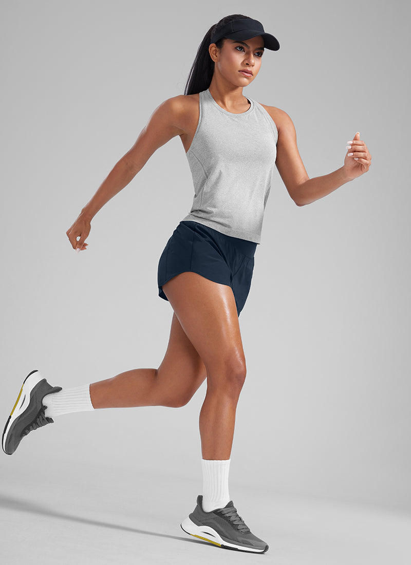 Serene Cove™ | Feathery-Fit Zachte Mid Waisted Korte Broek 3" met Rits Zakken Voering