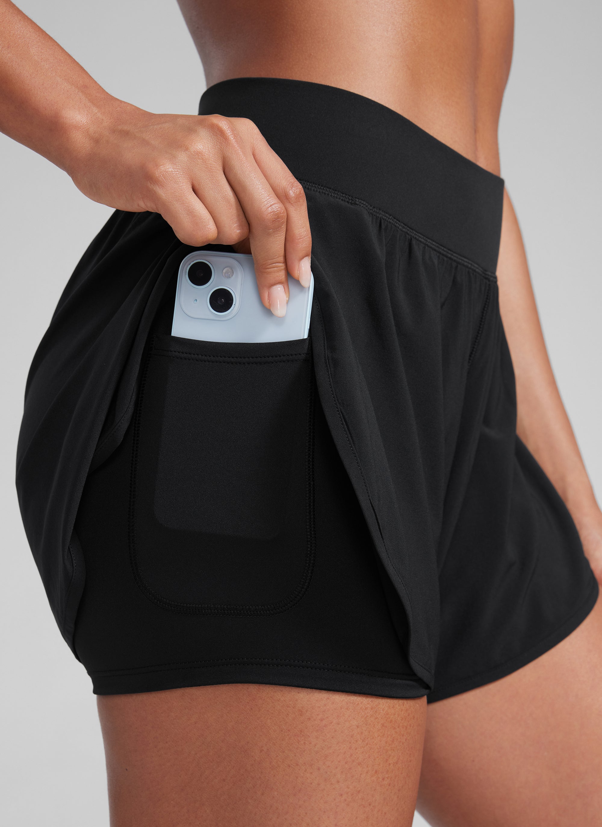 Serene Cove™ | Feathery-Fit Zachte High-Rise 2 in 1 Shorts 3" met Zak