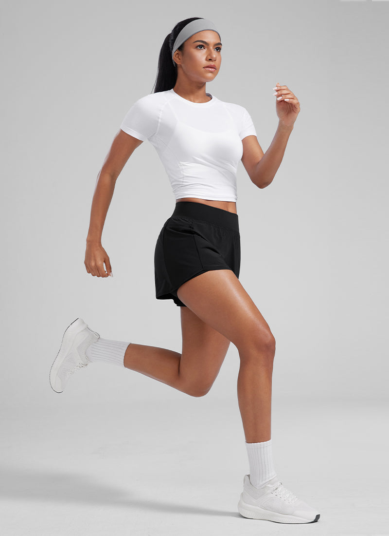 Serene Cove™ | Feathery-Fit Zachte High Waisted 2 in 1 Hardloopshort met Zakken met Ritssluiting 3 "