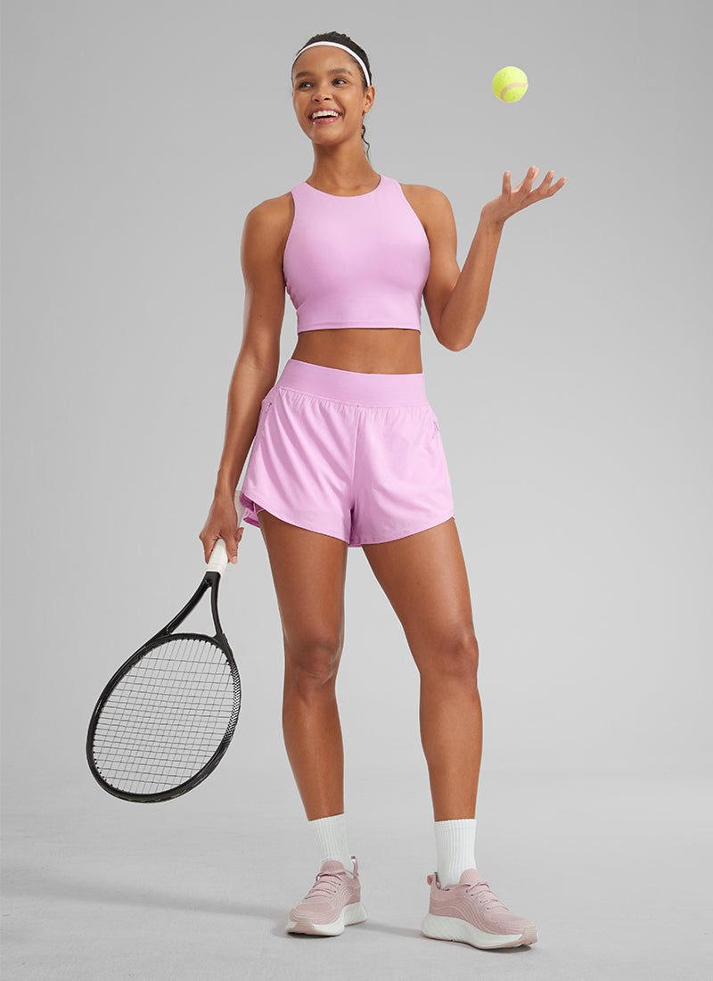 Serene Cove™ | Feathery-Fit Zachte High Waisted 2 in 1 Hardloopshort met Zakken met Ritssluiting 3 "