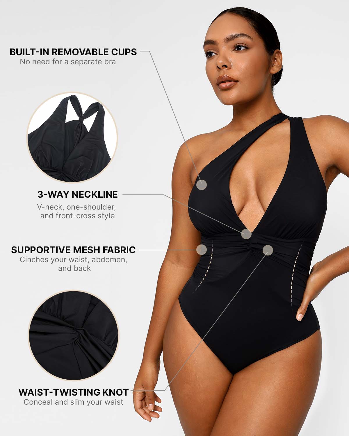 Serene Cove™ | Smart Sculpt Twist-Front Shaping Zwempak met Ruches